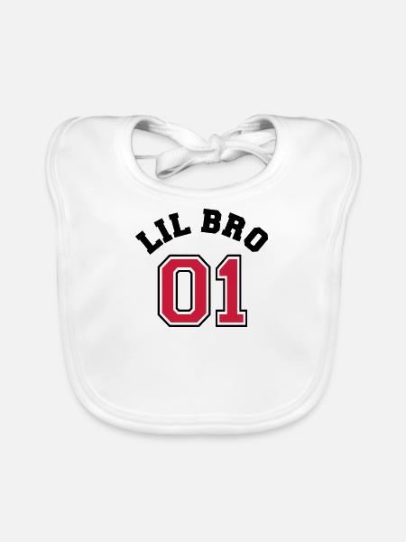 Lil Bro 01 - Little Brother - Organic Baby Bibs - white - Front