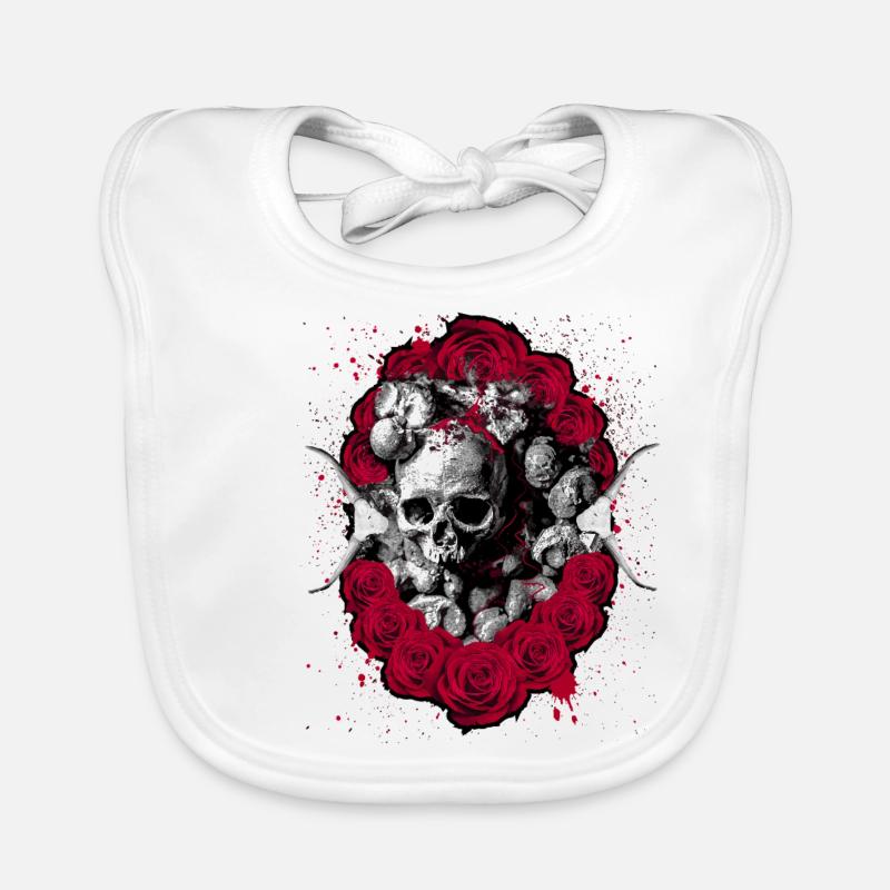 Roses Skull Gothic Death Skull Skull Organic Baby Bibs