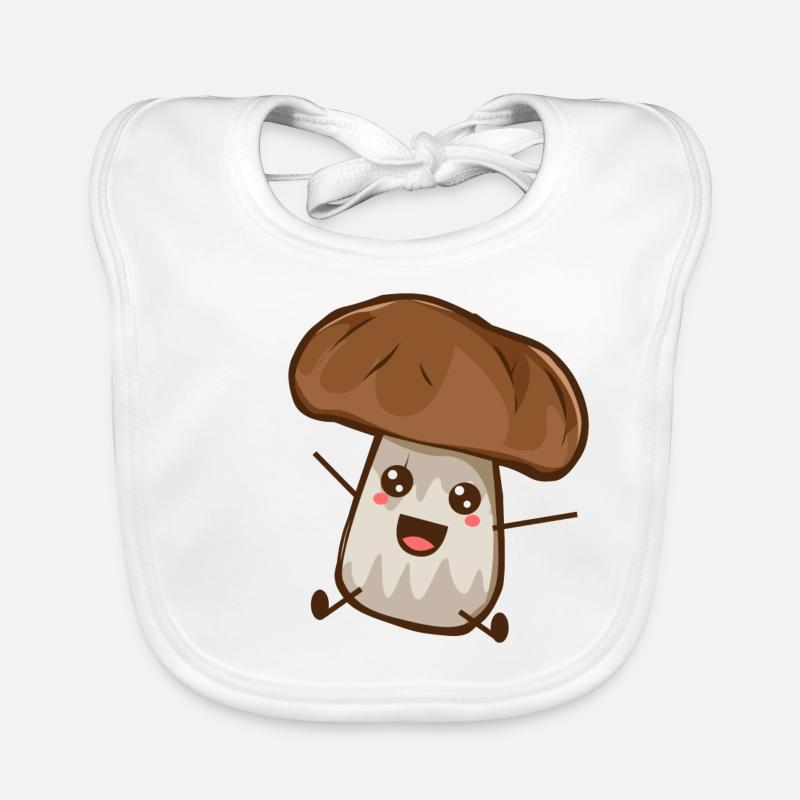 Mushroom Cartoon Comic Chibi Drawing Anime Gift Organic Baby Bibs