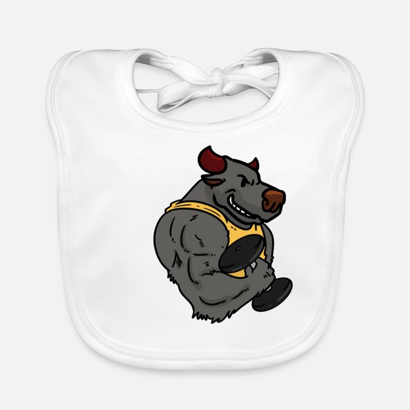 Bodybuilder Taurus Weight Training Lifting Dumbbell Biceps Organic Baby Bibs