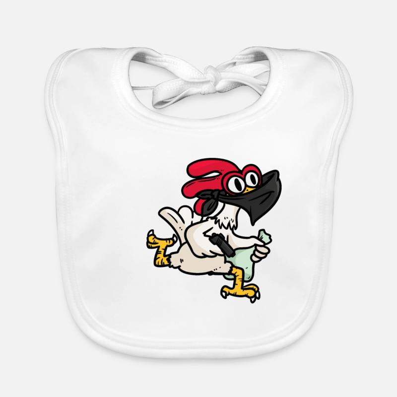 Voleur de poulet, voleur Hänchen - Bavoir bio Bébé - blanc