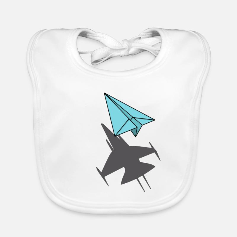 Paper plane with jet shadow gift pilot Organic Baby Bibs