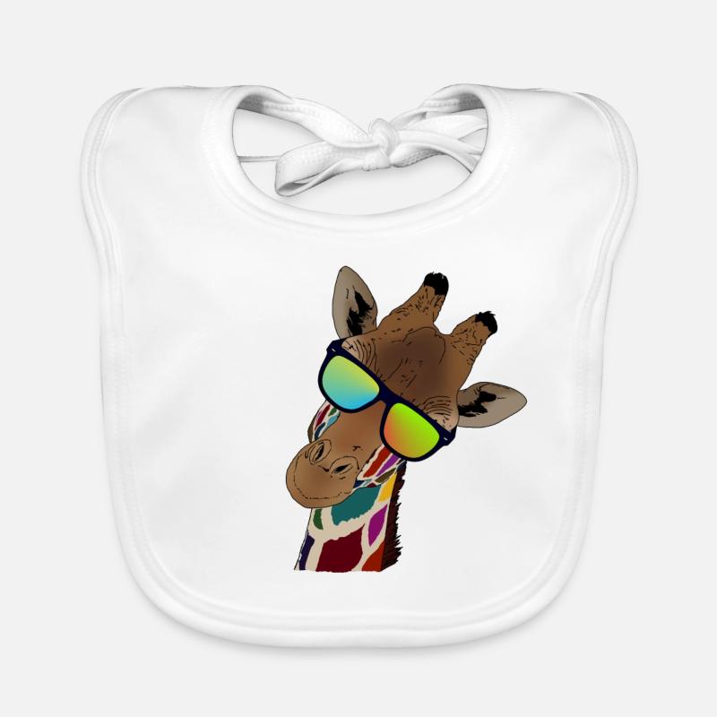 Regenbogen Giraffe mit Sonnebrille Geschenkidee Baby Bio-Lätzchen