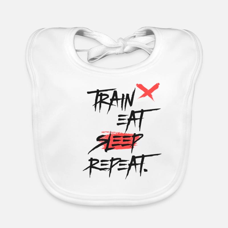 Train Eat Sleep Repeat - Training Motivation Organic Baby Bibs