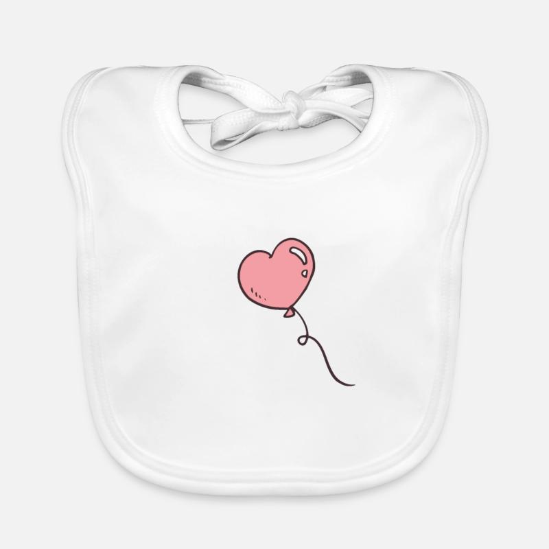 ballon de coeur - Bavoir bio Bébé - blanc