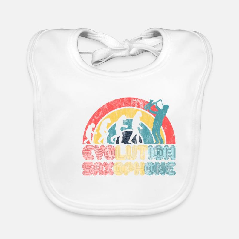 Saxophone Jazz Evolution Saxophone Classique Musicien - Bavoir bio Bébé - blanc