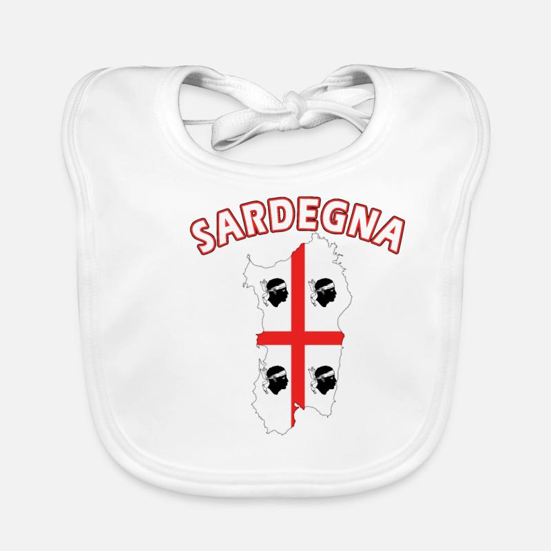 Sardaigne carte drapeau de moto de vacances - Bavoir bio Bébé - blanc