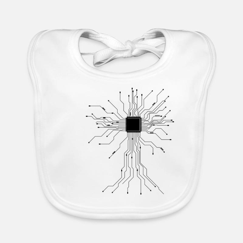 Computer Scientist CPU Heartbeat Gift for Nerds Organic Baby Bibs