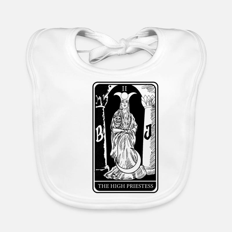 Haute prêtresse Tarot Cartes Devins Devins - Bavoir bio Bébé - blanc