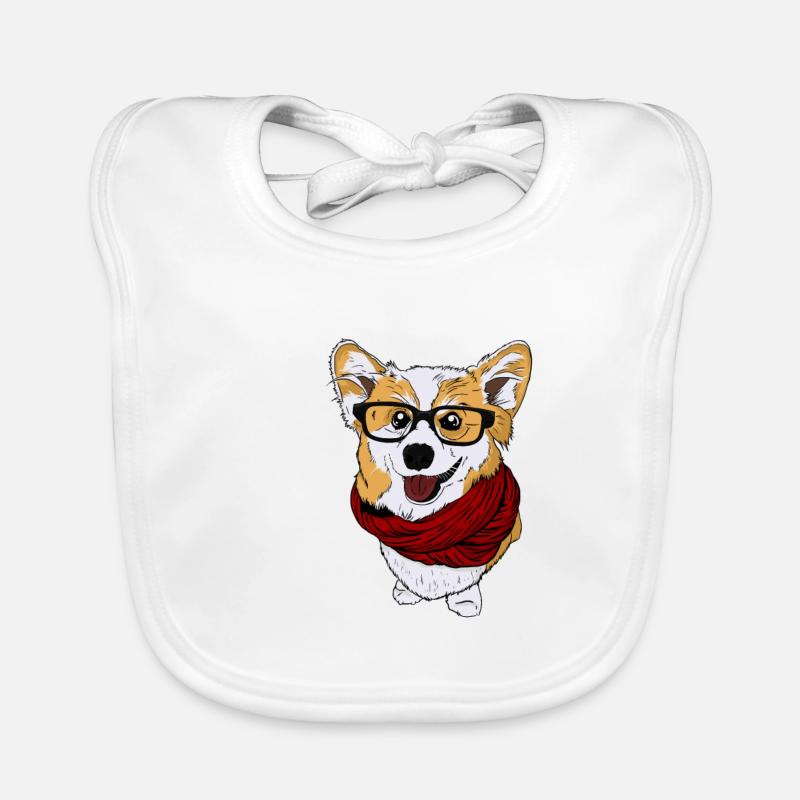 witzig guckender britischer Corgi Geschenkidee Baby Bio-Lätzchen