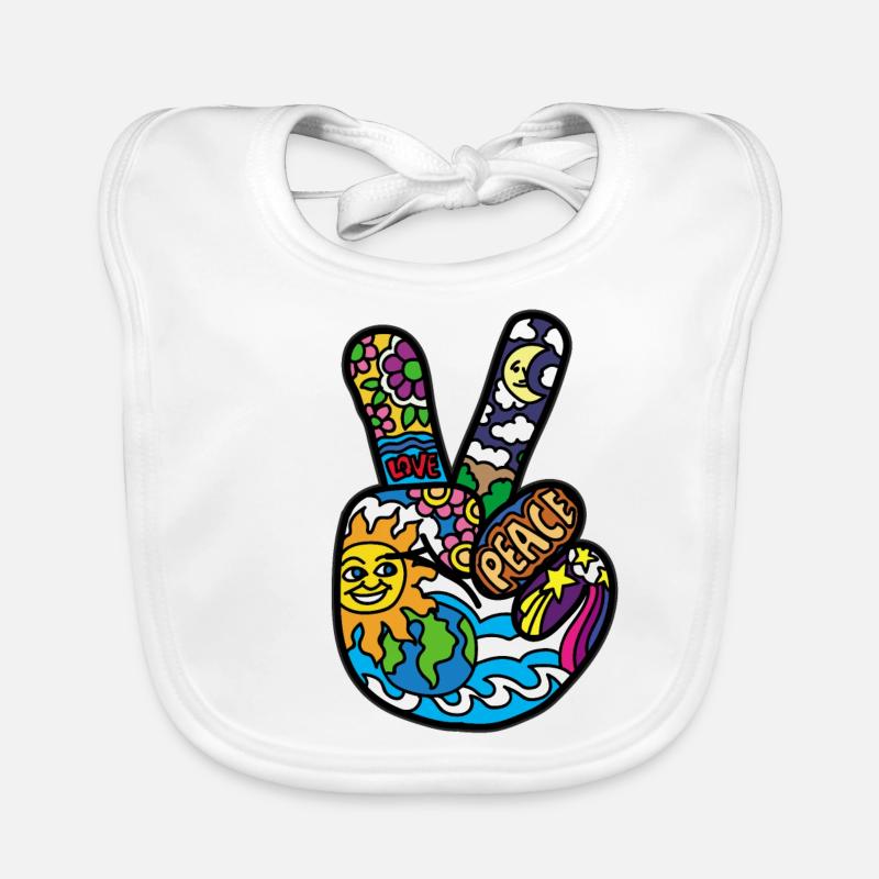 Peace Sign Peace and Peace Hanzeichen Organic Baby Bibs