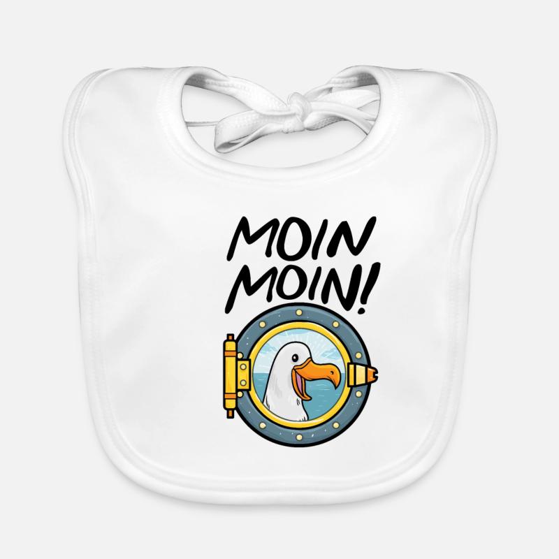 Moin Moin Möwe Anker Ostsee Nordsee Schiffsluke Baby Bio-Lätzchen