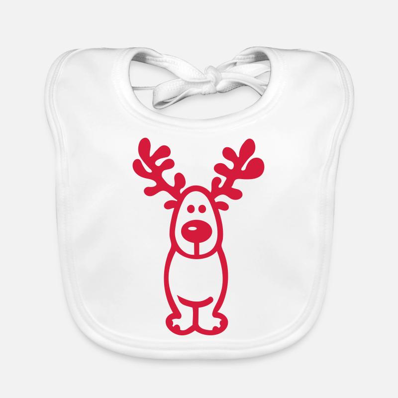 Weihnachten - Elch Zeichnung - Baby Bio-Lätzchen - Weiß