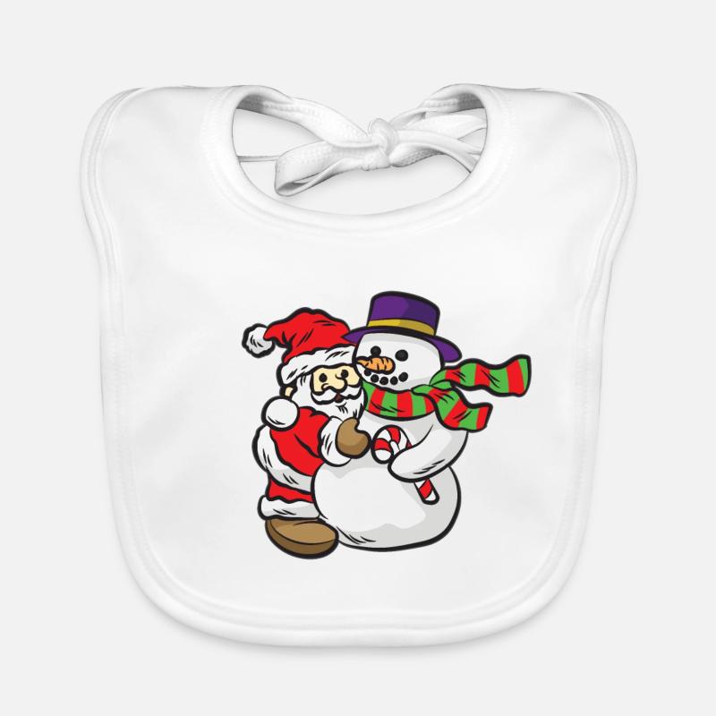 Weihnachtsmann und Schneemann Umarmung Baby Bio-Lätzchen