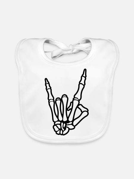 skull hand party symbol - Baby Bio-Lätzchen - Weiß - Vorne
