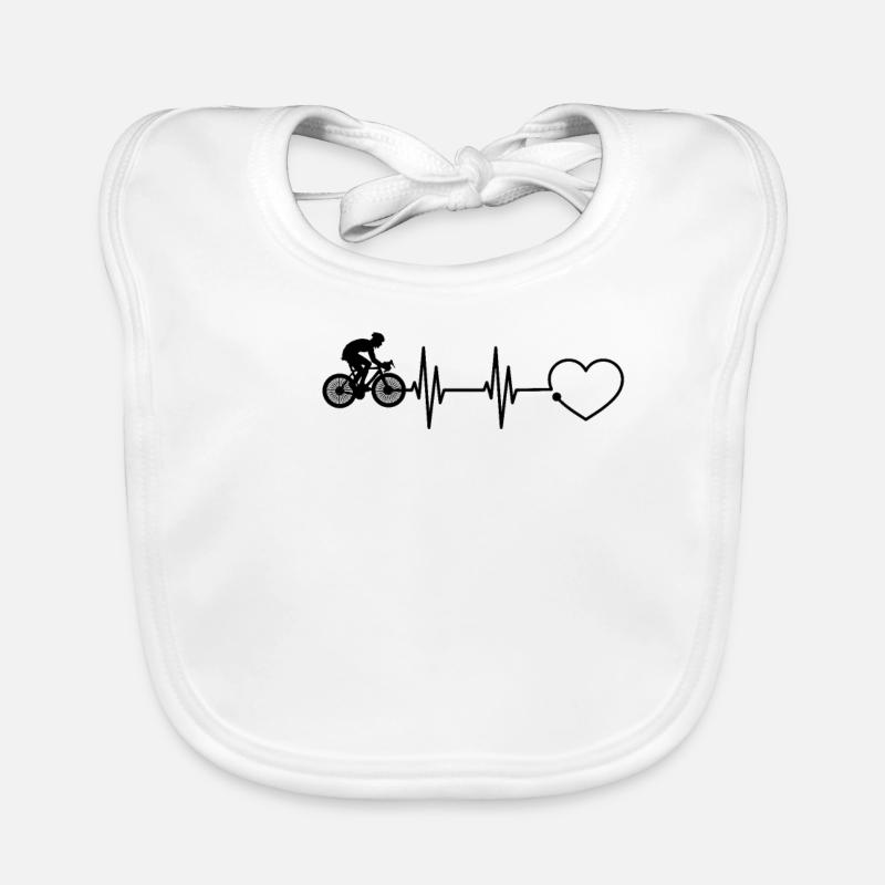 Vélo de course battement de coeur vélo course - Bavoir bio Bébé - blanc