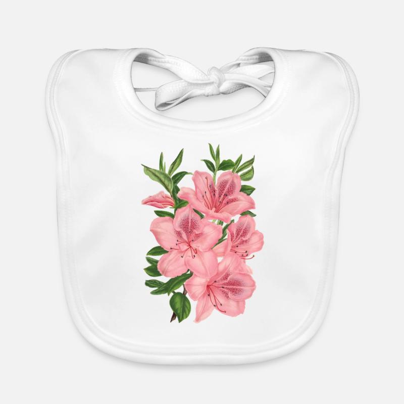 fleurs roses - Bavoir bio Bébé - blanc