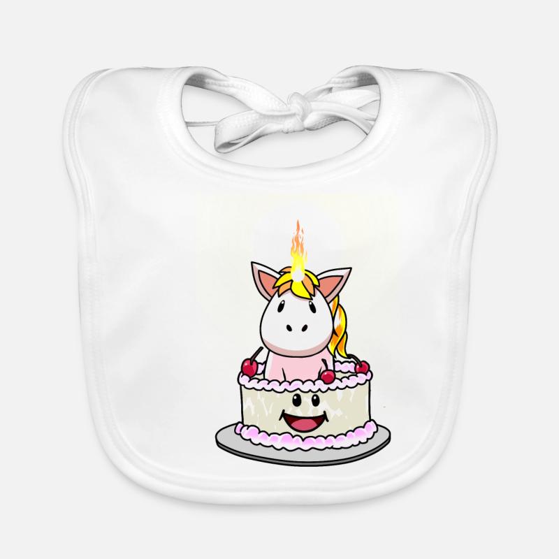Gâteau Gâteau Bonbons Gâteau d’anniversaire Bougie - Bavoir bio Bébé - blanc