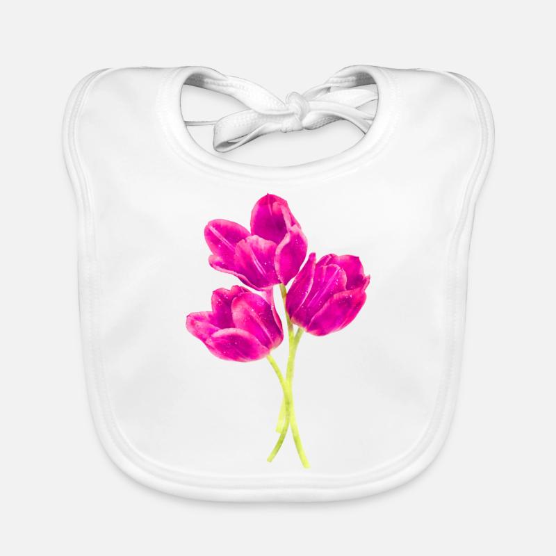 Watercolors Flowers Spring Spring Beginning Tulip Organic Baby Bibs