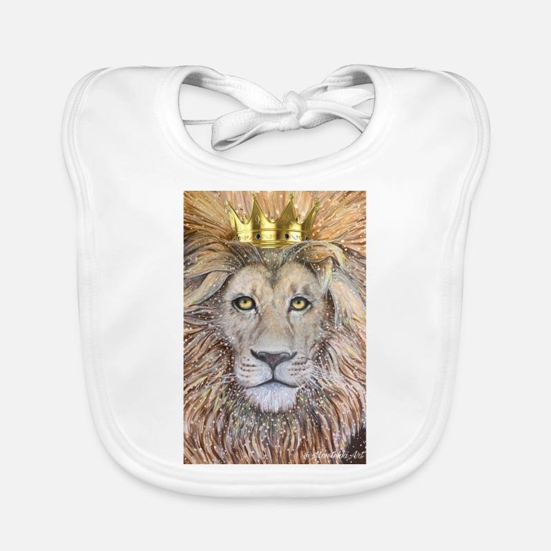 Le roi. Lion avec couronne - Bavoir bio Bébé - blanc