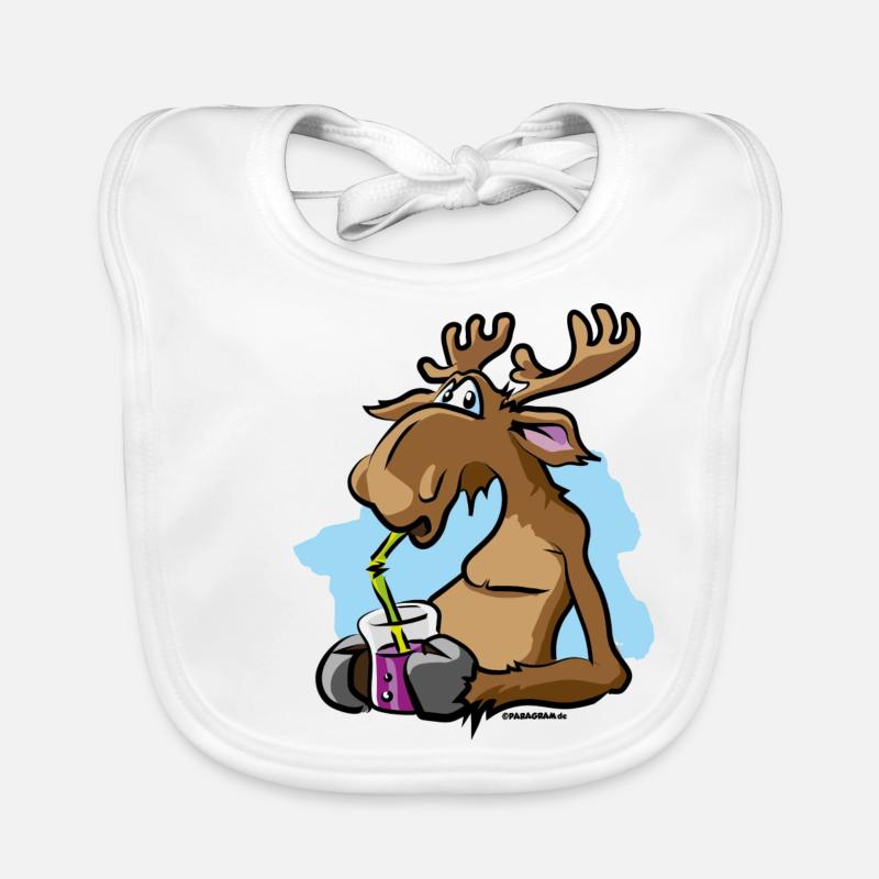 Suède Moose Reindeer Blueberries Blubber Comic Bavoir bio Bébé