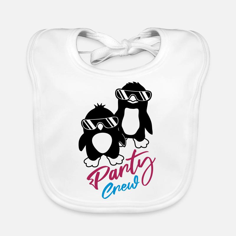 Penguin Friends Party Crew - Bavoir bio Bébé - blanc