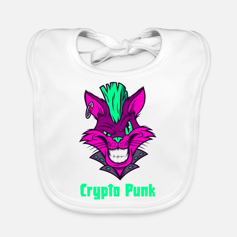 Crypto Punk ist das "NFT" Crypto Geschenk mit Biss - Baby Bio-Lätzchen - Weiß