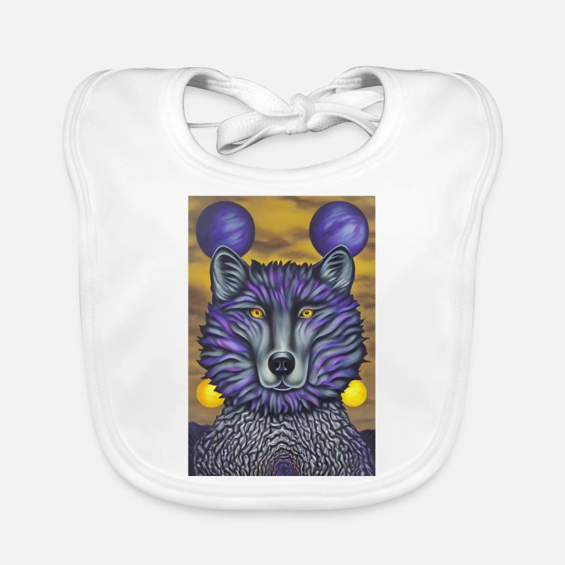 Wolf with moon Organic Baby Bibs