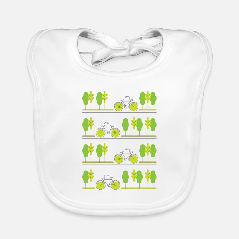 Radfahren durch den Frühling (graue Linien) - Baby Bio-Lätzchen - Weiß