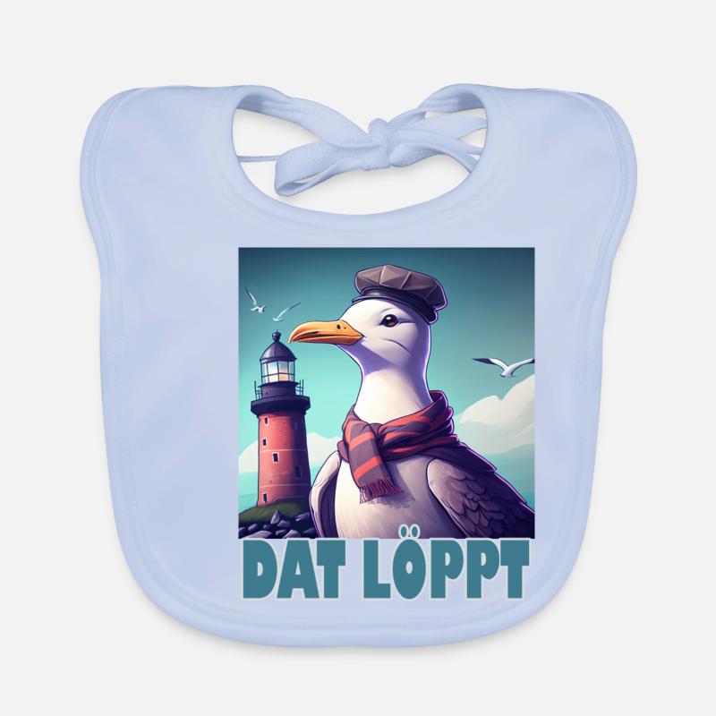 Dat Löppt Möwe Leuchtturm Meer Plattdeutsch Norden Baby Bio-Lätzchen