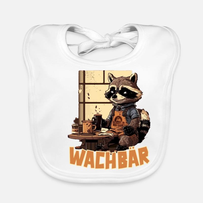 Wachbär Waschbär Motiv Köstüm Bild Mode Rave Baby Bio-Lätzchen