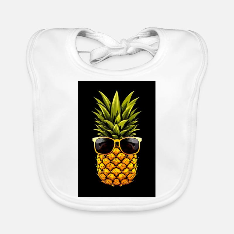 Ananas avec lunettes de soleil - Bavoir bio Bébé - blanc