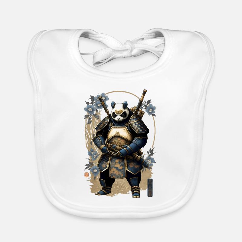 Panda en armure de samouraï dans le style ukiyo-e Bavoir bio Bébé