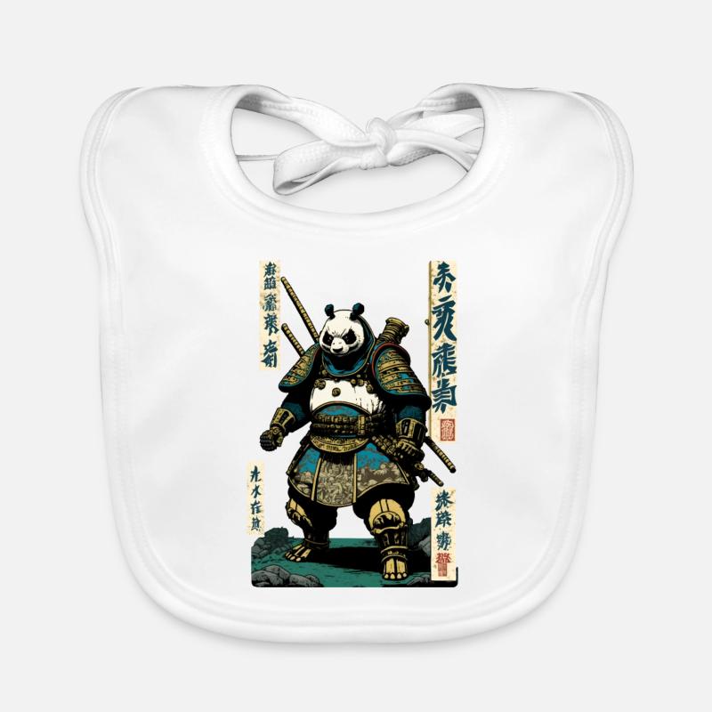 Panda en armure de samouraï dans le style ukiyo-e Bavoir bio Bébé