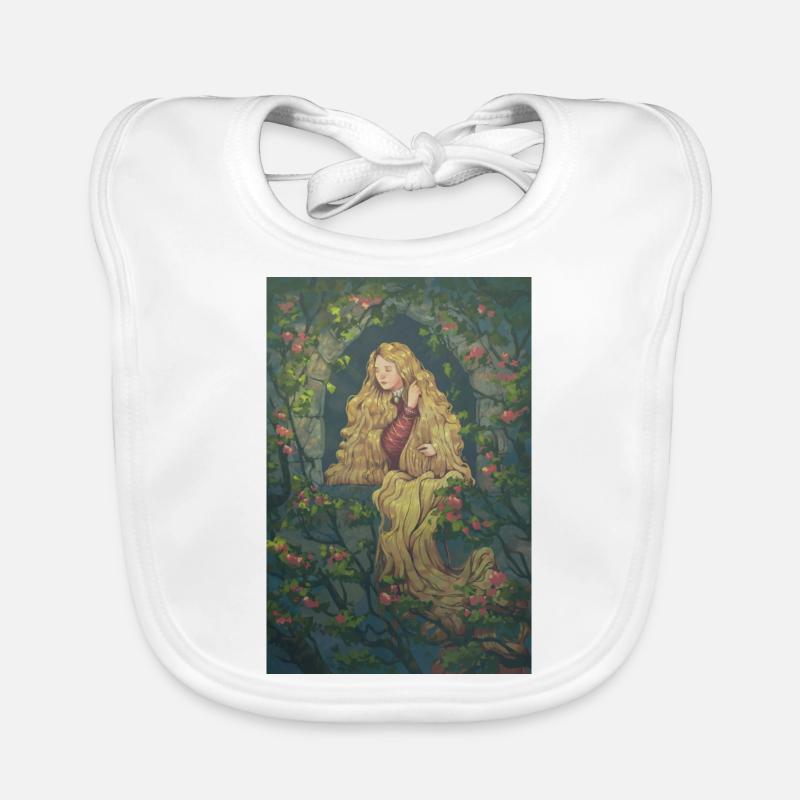Raiponce et Roses rouges Bavoir bio Bébé