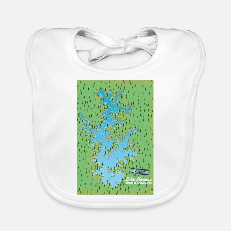 Carte rétro du lac Norman Caroline du Sud Bavoir bio Bébé