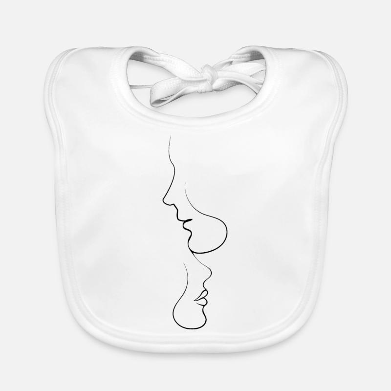 One Line Drawing Couple Art - Bavoir bio Bébé - blanc
