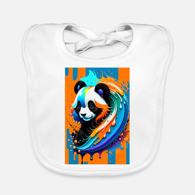 Art coloré Potrait Panda 1 Bavoir bio Bébé
