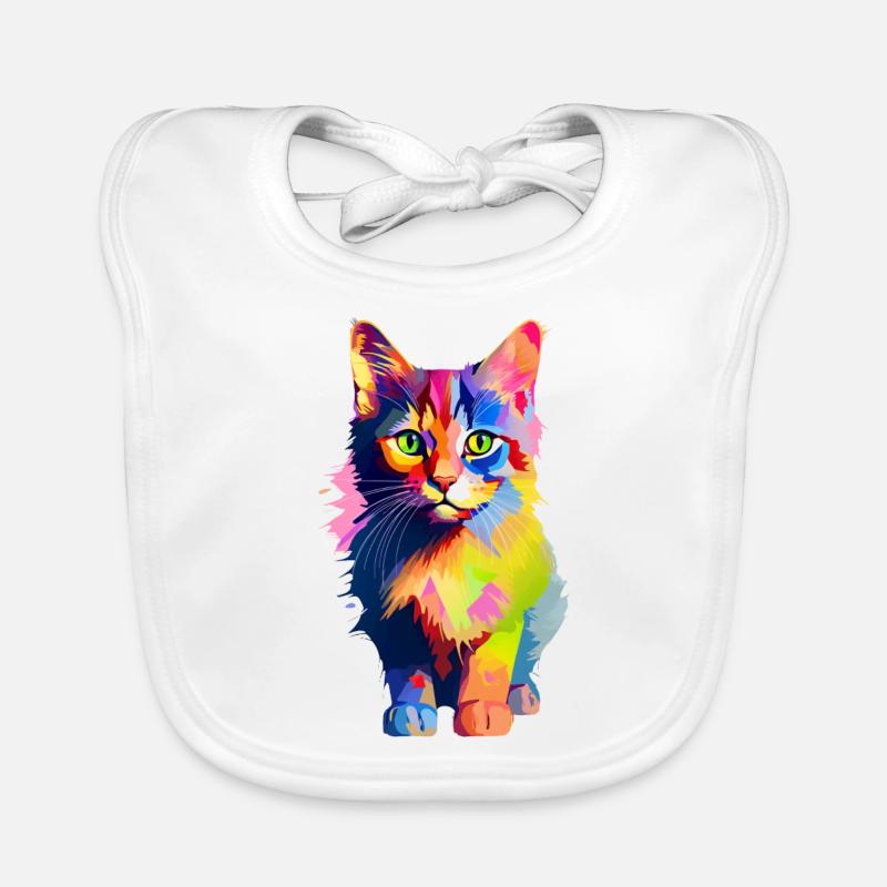 Tierisch bunte Katze Baby Bio-Lätzchen
