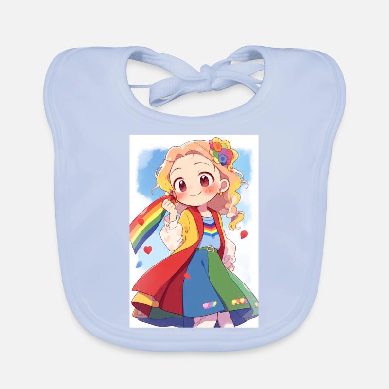 Diverse Pride Celebration: Cute Anime Girl Organic Baby Bibs