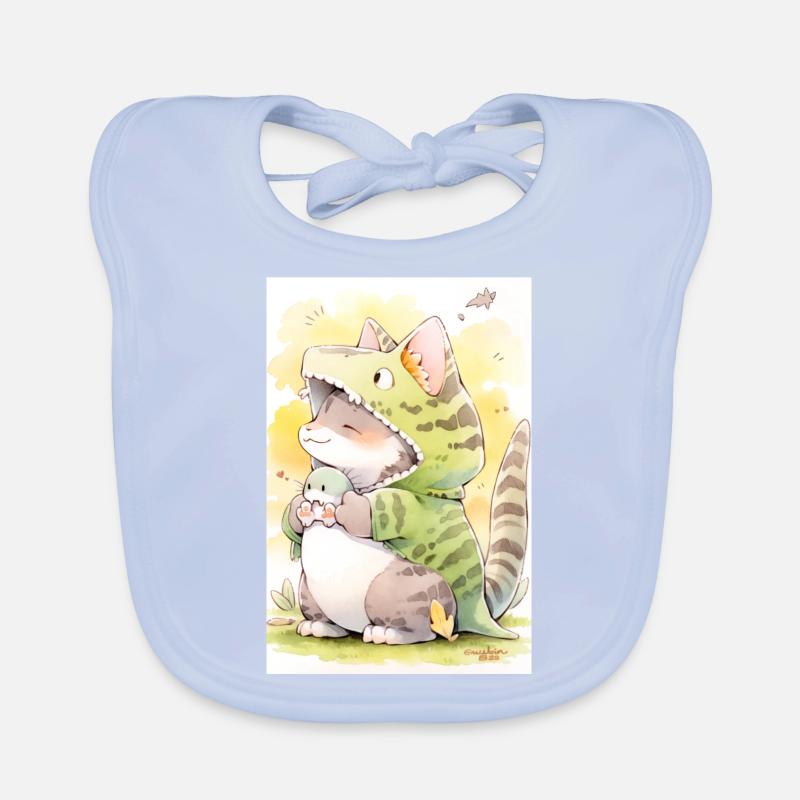 Dino Kitty: Adorable dessin d’un chat d’anime mignon Bavoir bio Bébé