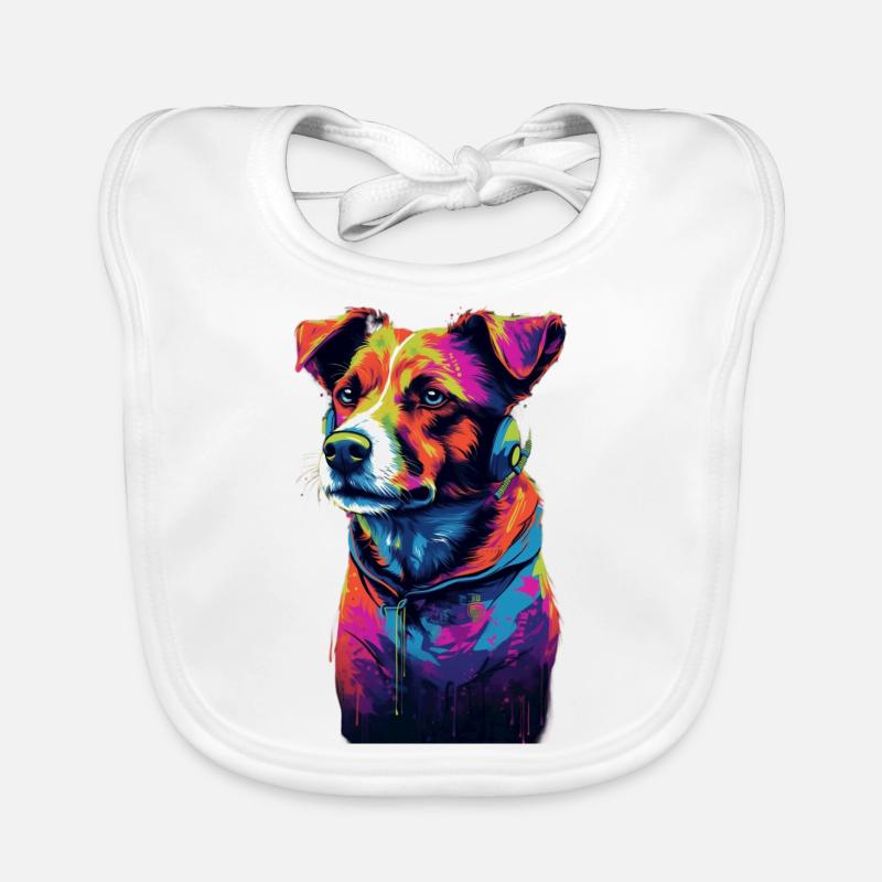 Jack Russell Terrier 80s Synthwave Cadeau Bavoir bio Bébé