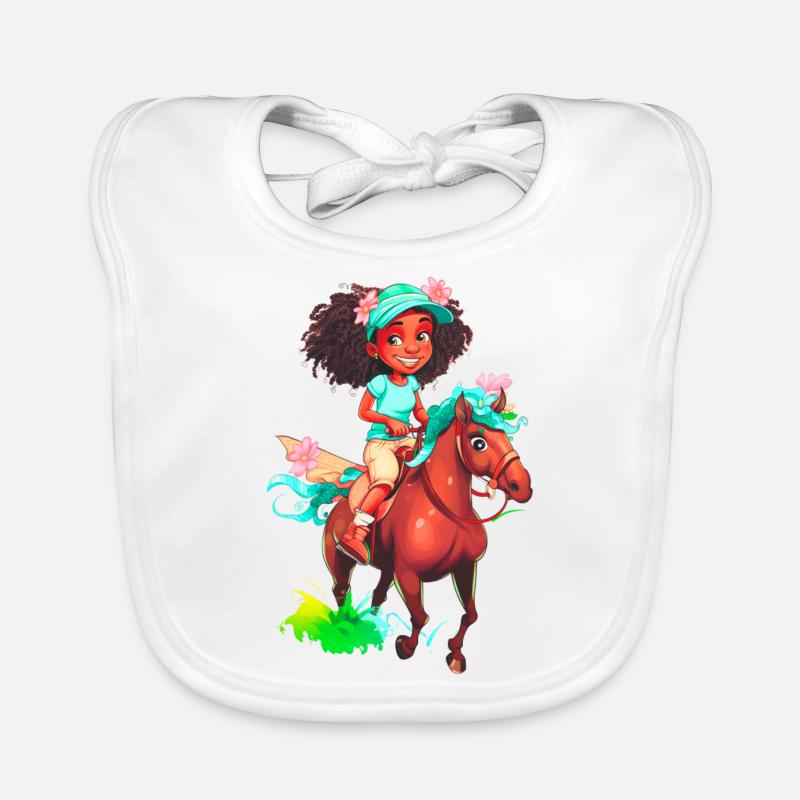Mädchen Reiten Pferd Baby Bio-Lätzchen