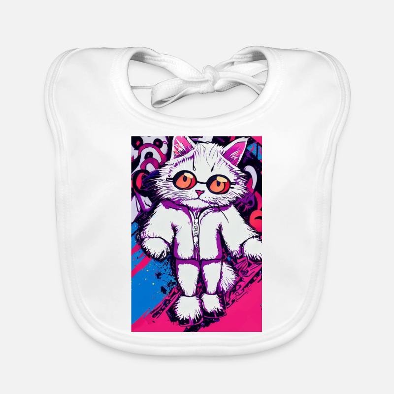 Motif de chat fou dans le style pop art Bavoir bio Bébé