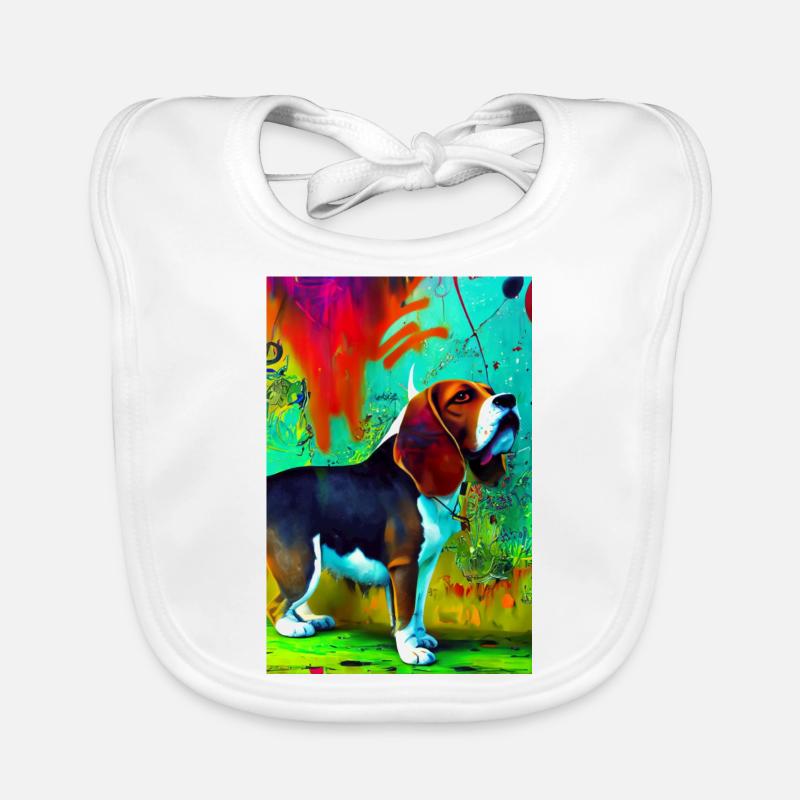 Modernes Pop-Art Print | bunt | Beagle Hund Baby Bio-Lätzchen