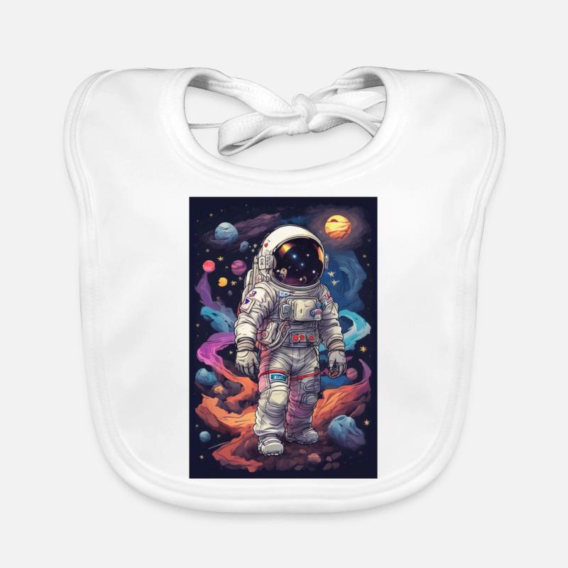 retro illustrations austronaut space - Baby Bio-Lätzchen - Weiß