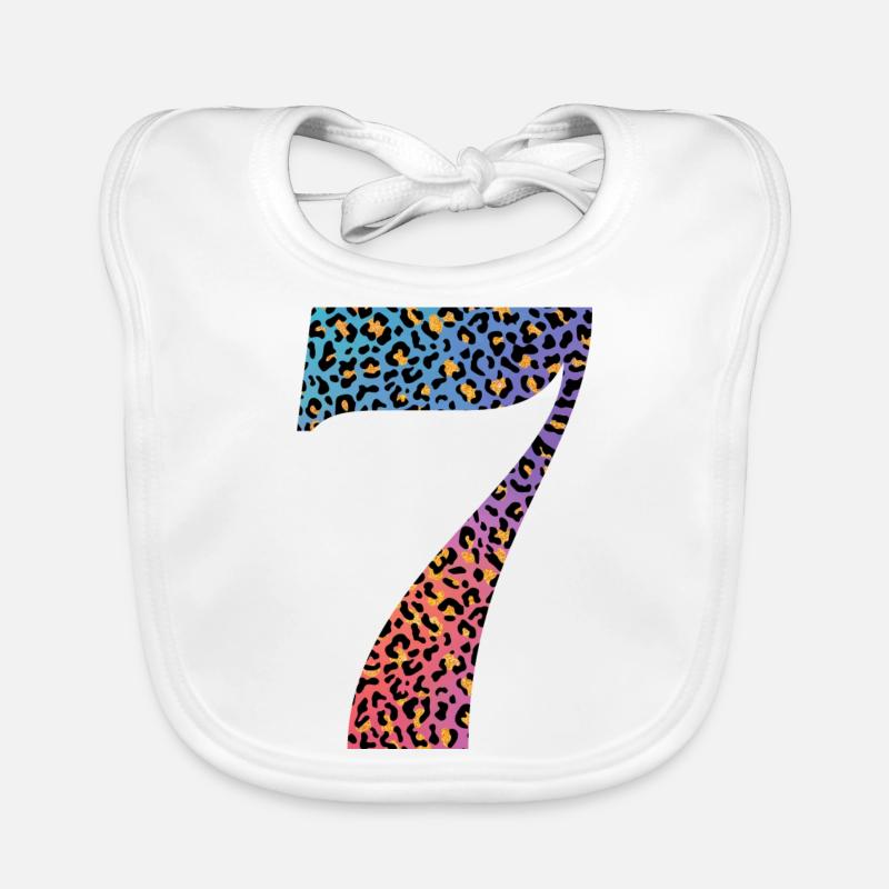 7th Birthday Leopard Organic Baby Bibs
