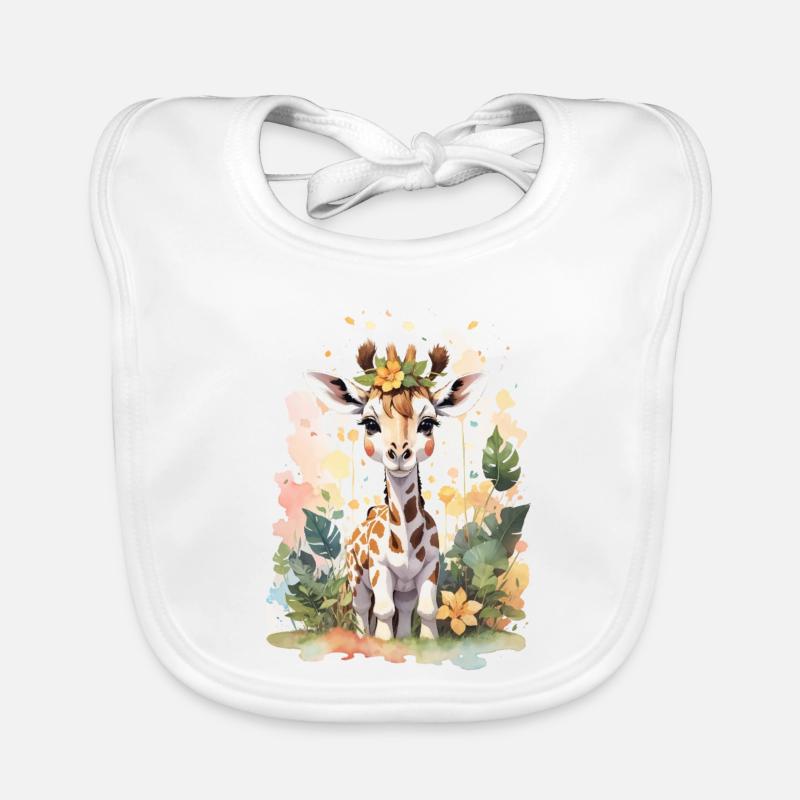Girafe - Bavoir bio Bébé - blanc