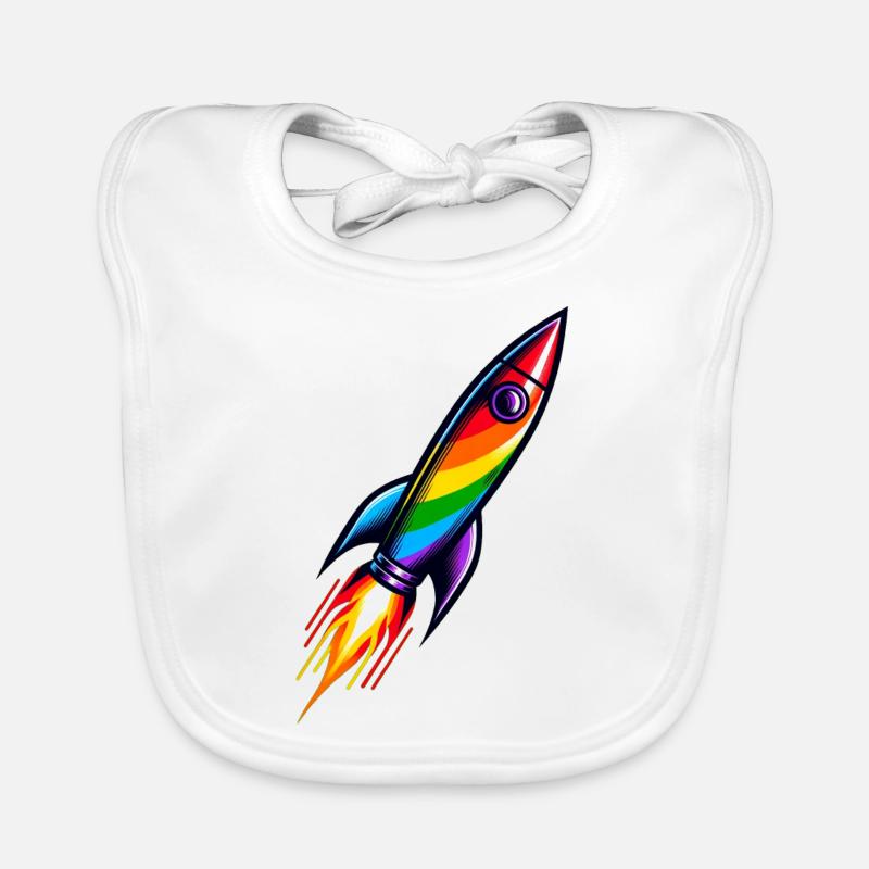 Rainbow Rocket | Rocket launch Organic Baby Bibs