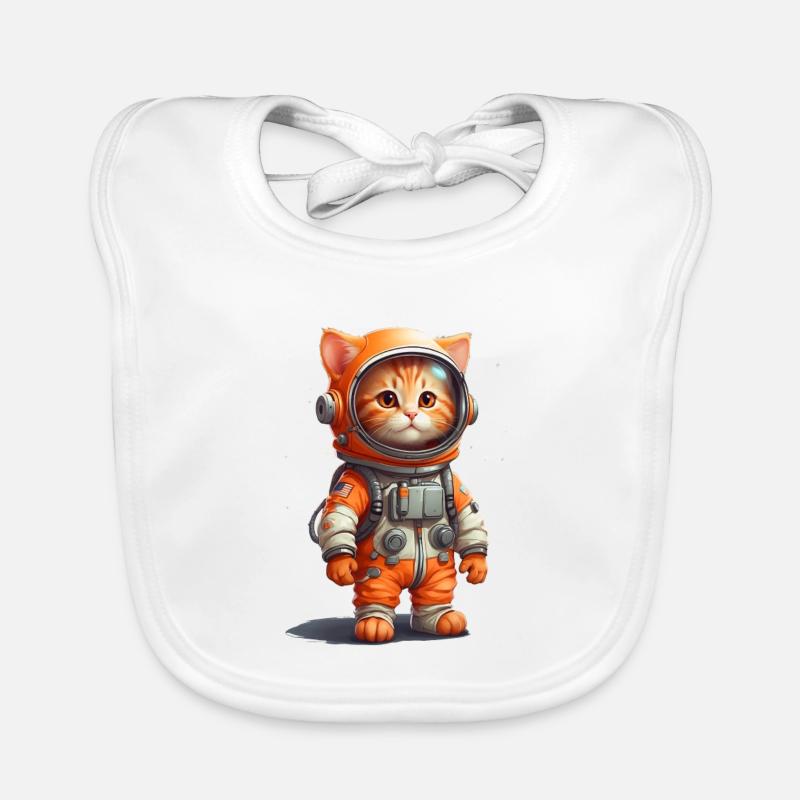 Conception de bébé chat orange astronaute mignon Bavoir bio Bébé
